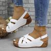 Fashion Women's Lightweight Wedge Heel Thick-soled Summer Sandals 2024 Retro Simple Round Toe Flat Shallow Mouth Women's Sandals