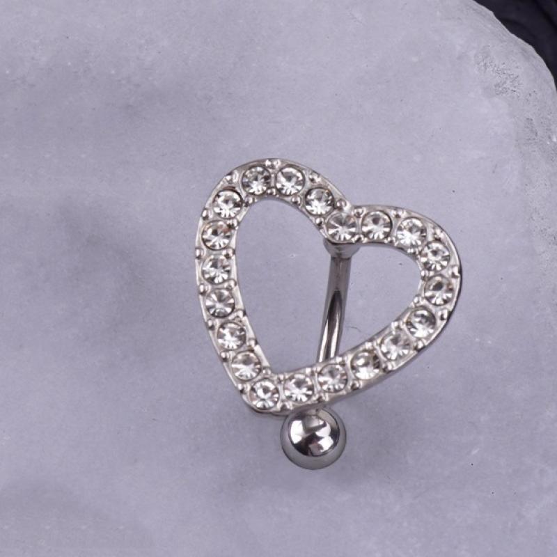 Кольцо для пирсинга пупка 'Паук' из нержавеющей стали с подвеской в виде сердца с цирконом для женщин, украшение для пирсинга тела