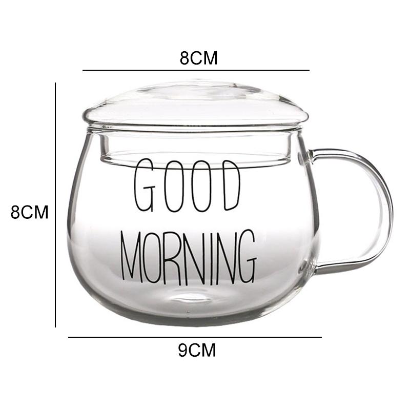 350 мл термостойкое стекло с ручкой кружка для молока чашка для завтрака кружка для микроволновой печи круглая забавная одна чашка белая буква с круглой крышкой