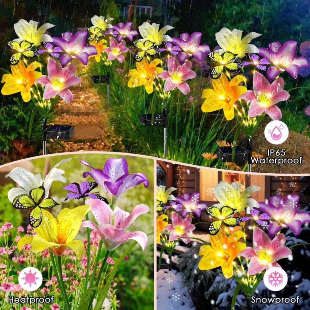 Flower Decor Solar Garden Lights Butterfly Design Garden Courtyard Lamp Landscape Lighting