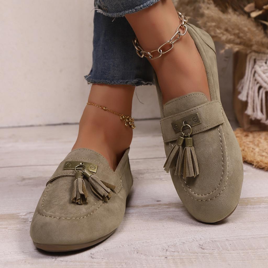 Fashionable New Comfortable Women's Shoes Spring and Autumn Elegant Solid Color Round Head Shallow Mouth Flat Flat Casual Shoes