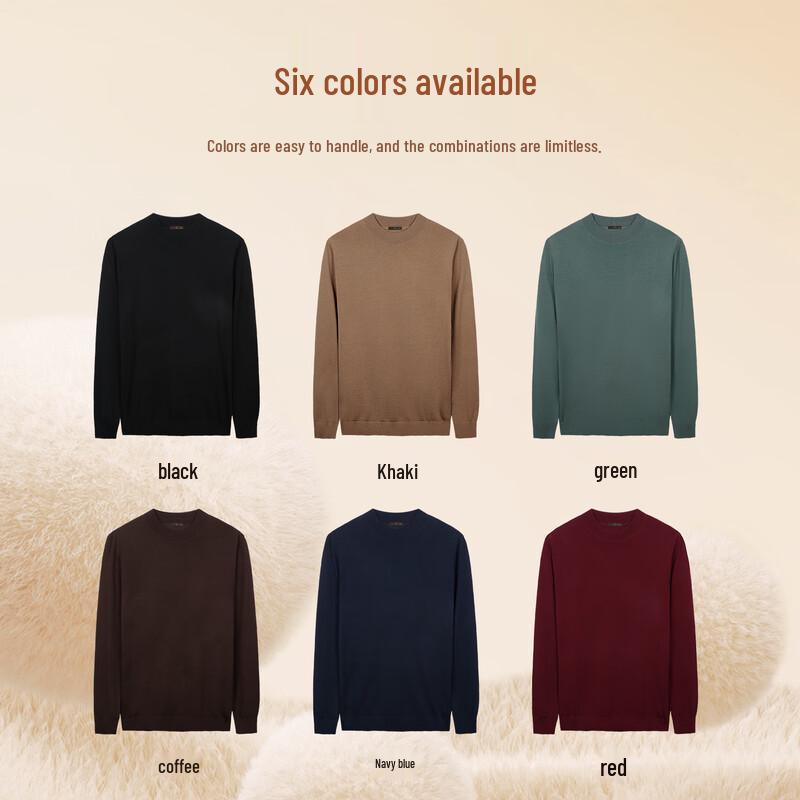 Caizi Men's 100% Wool Crewneck Pullover Sweater