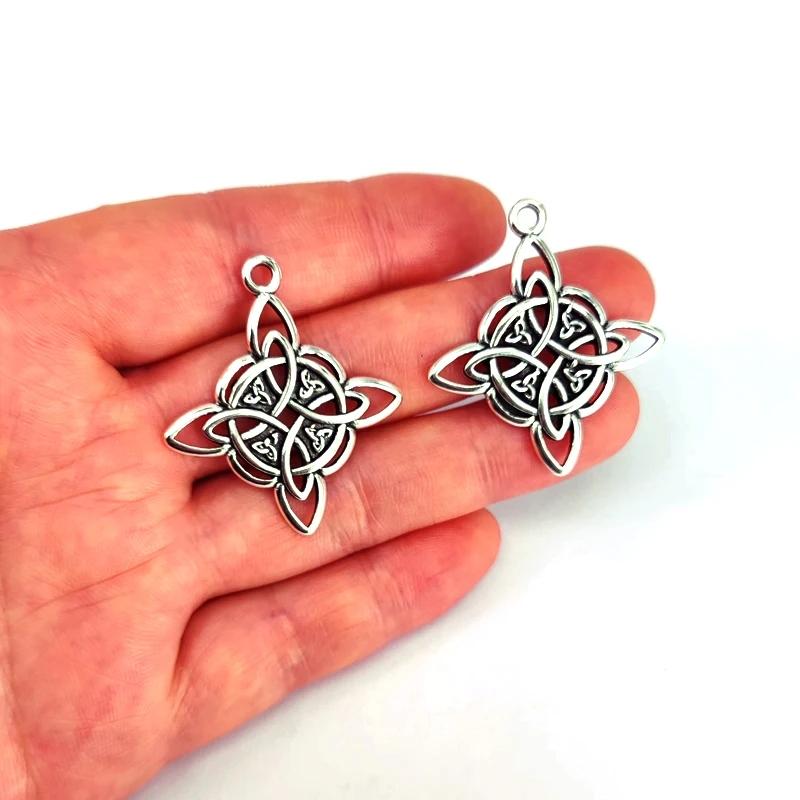 5pcs Antique Silver Color Vintage Irish Knot Charms Geometric Celtic Knot Pendant for DIY Necklace Earrings Jewelry Making