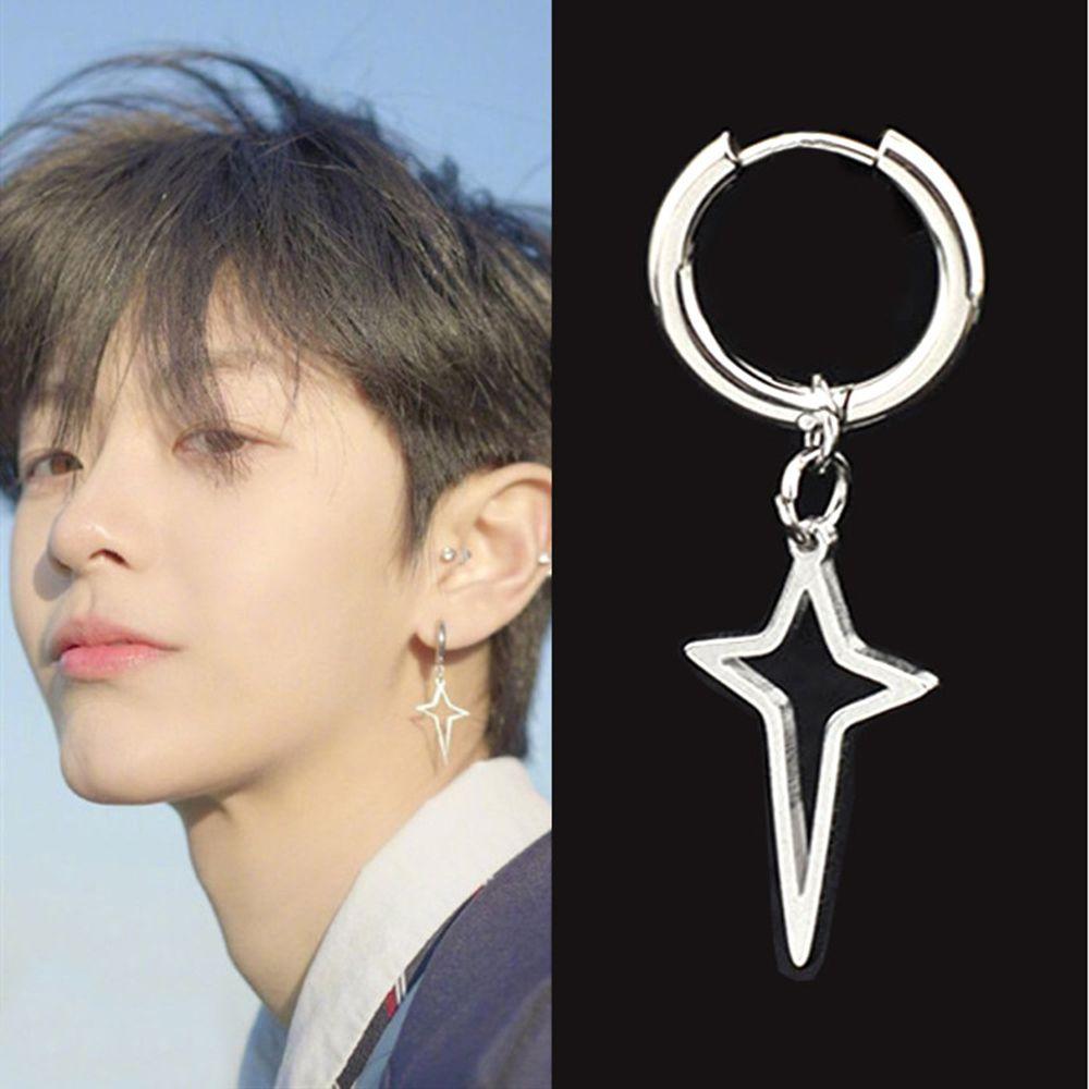 Стальные Модные Украшения Клипса Серьга Мужские Серьги-Кольца Корейский Стиль Кафф для Уха Крест Звезда Висячая Серьга