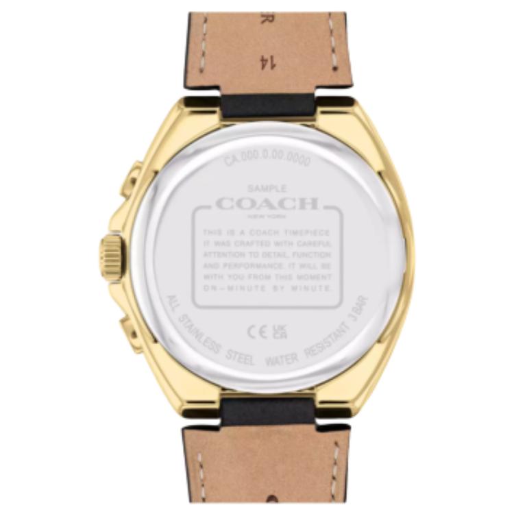 Coach Часы кварцевый механизм кожаный ремешок 45 мм черный циферблат мужские часы 30 метров водонепроницаемые KCCS974