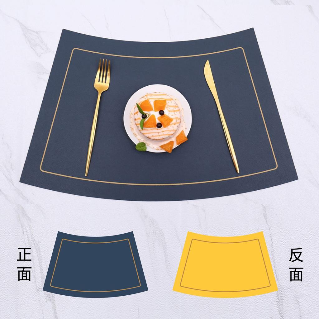 Fan-shaped round table Western placemat, leather PVC tablemat, waterproof heat-insulating pad, placemat, two-tone tableware, light luxury style