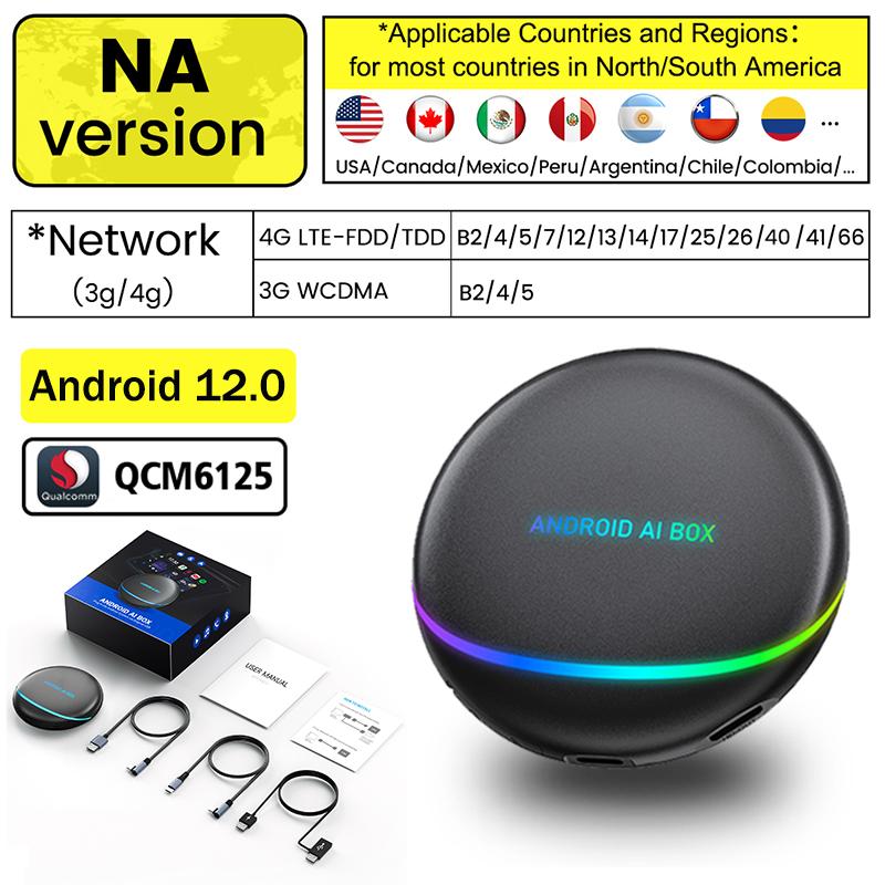 8G+128G Android 12.0 Wireless Carplay AI Box NA версия QCM6125 HDMI Wireless Android Auto BT 5.0 адаптер и GPS для Toyota Kia