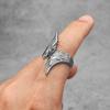 Stainless Steel Men Rings Angel Wings Punk Simple Trendy for Women Biker Fashion Jewelry Halloween Creativity Gift