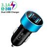 LED Display Voltmeter 3.1A Dual USB Phone Charger Car Cigarette Lighter Power Adapter Socket Splitter for 12-24V Cars