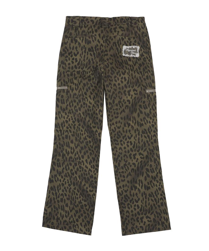 HIGH SCHOOL DISCO Leopard Zipper Pocket Pants_Khaki