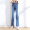Jeans Flare Jean Boot Cut Denim Pants Washed Vintage Solid Ankle Length Pant Pockets Distressed Loose High Street Zipper Fly