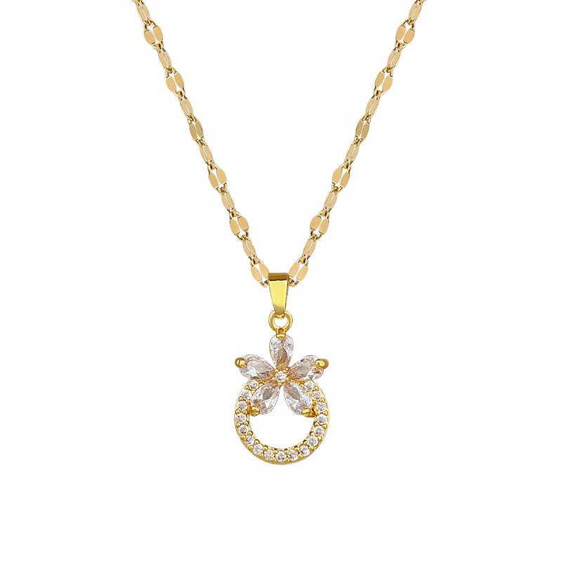 Кольцо-цветок Темперамент Микро-бриллиантовое Ожерелье Женское Изысканное Ветровое Колье Цепочка на Ключицу с Ювелирными Изделиями