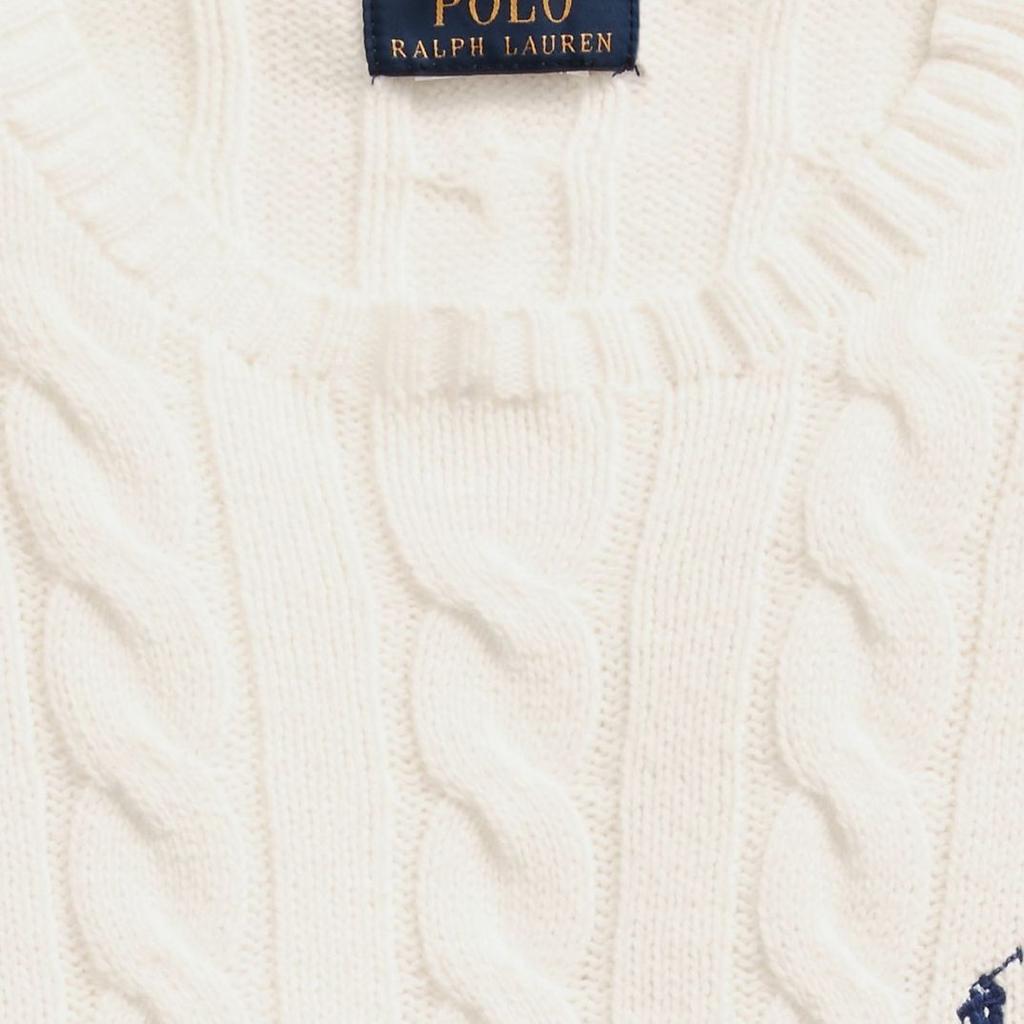 Polo Ralph Lauren SS22 Solid Logo Вышитый вязаный свитер с круглым вырезом Мужской свитер бежевый 710775885-024