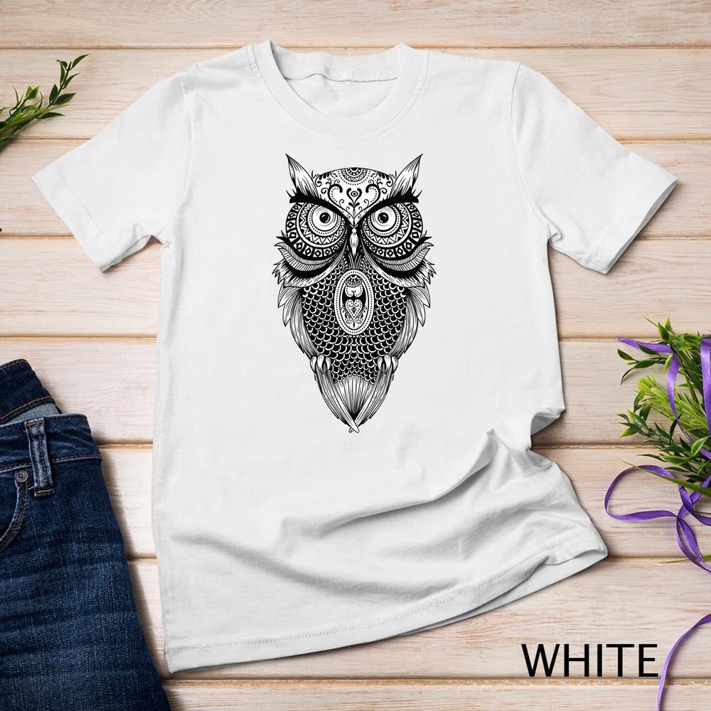 Owl Mandala Art Meditation Yoga Spiritual Zen Owls Lover Unisex T-shirt