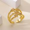Luxury Zircon Stars Rings For Women  Gold Plated Metal Crystal Star Adjustable Ring Wedding Christmas Fashion Jewelry Gift