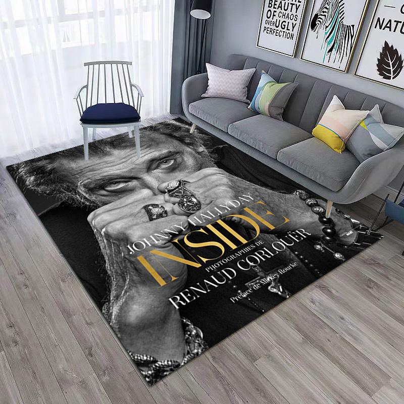 French legendary rock singer and actor Johnny Hallyday carpet is suitable for living room and bedroom doormats office balcony decorative carpet V14