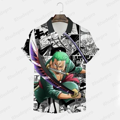 One Piece Roronoa Zoro рубашка для мужчин модная футболка Y2k Monkey D Luffy уличная одежда новая аниме высококачественная одежда мужская 5XL