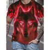 Men 3D Pattern Fire Wolf Graphic Print T-Shirt Summer Oversized Causal T-Shiet Men's Fashion Fitness Short Sleeve Clothing Tops