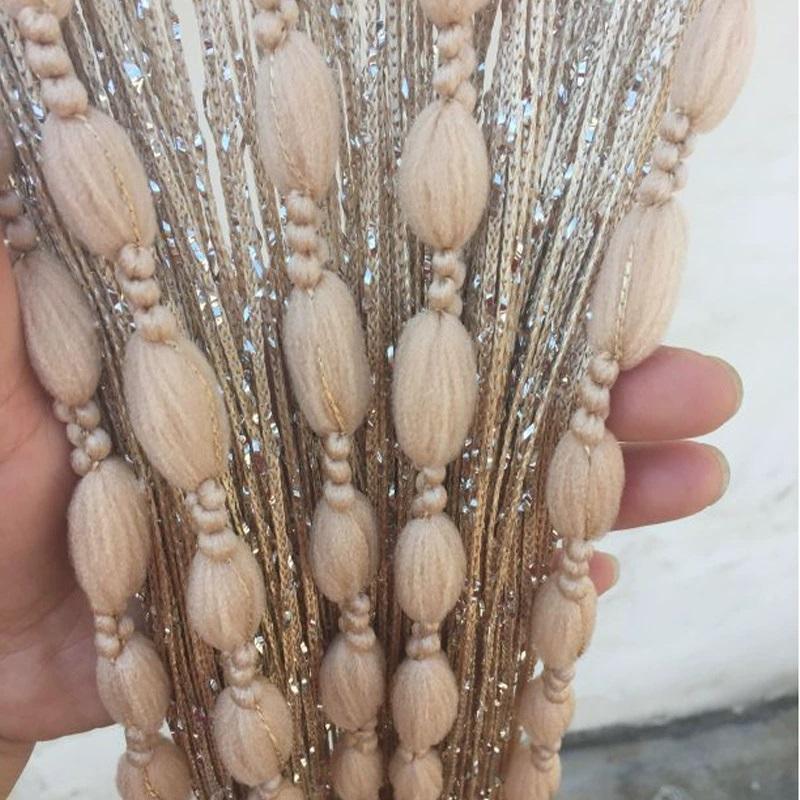 Дверная занавеска-струна 2 м x 1 м, плоская ленточная нить с мохнатыми кисточками, разделитель комнаты, домашний декор, занавеска с пайетками для дверного проема, дверные занавески-струны