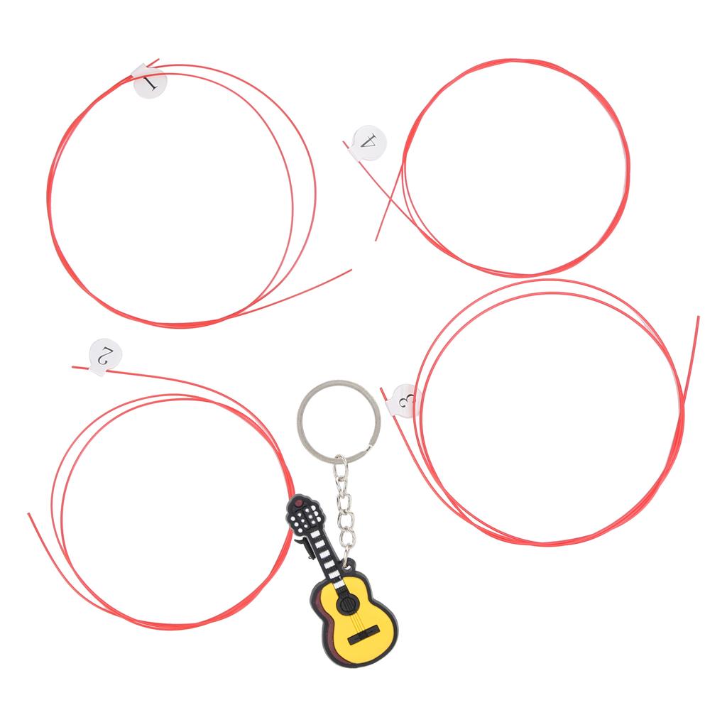 4Pcs Guitar Strings Carbon 4‑String Universal Set Ukulele Musical Instrument AccessoriesRed