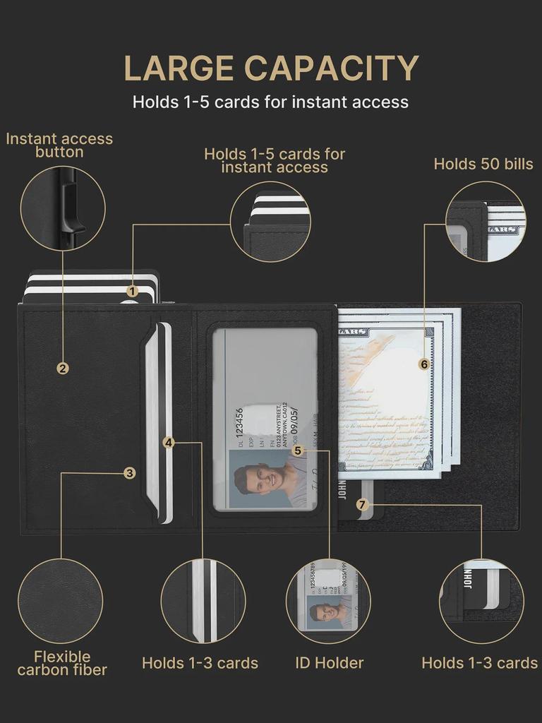Ультратонкий мужской смарт-кошелек AirTag из углеродного волокна с функцией блокировки RFID