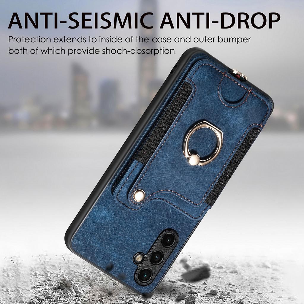D4 For Samsung Galaxy A34 5G Case RFID Blocking Card Slots Retro Leather+TPU Phone Cover