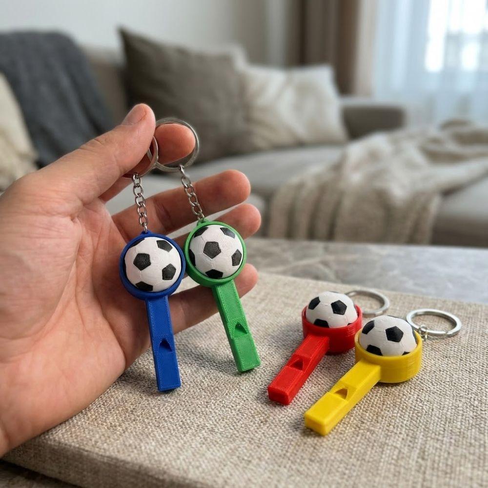 Simulated Sports Ball Clicker Funny Football Whistle Press Keychain Backpack Pendant