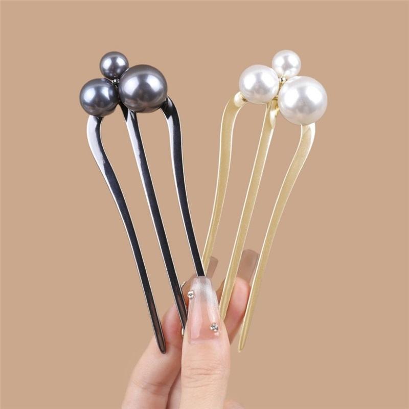 Chinese Style Beaded Three Teeth Hair Comb Elegant Retro Hairpin Daily Hanfu Cheongsam Hair Accessories