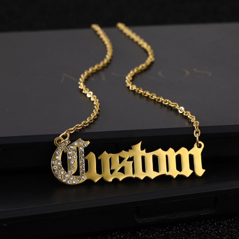 Hip Pop Women Man Stainless Steel Cuban Letter Chain Personalized Name Necklaces Jewelry for Gift