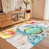 White Blue Crab Watercolor Area Rug for Living Room Bedroom Coastal Nautical Beach Home Decor Soft Non Slip Washable Floor Mat