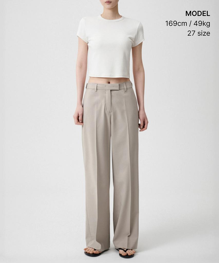 MUSINSA STANDARD WOMAN [Cooltandard] Женские широкие брюки со скрытой эластичной талией [Светло-бежевый]