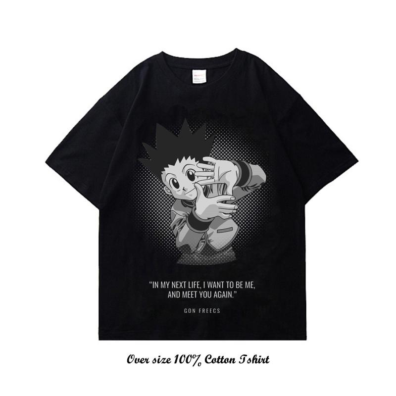 Японское аниме Hunter X Hunter футболка с графическим принтом винтажная больших размеров хлопковая футболка с круглым вырезом и коротким рукавом женская мужская