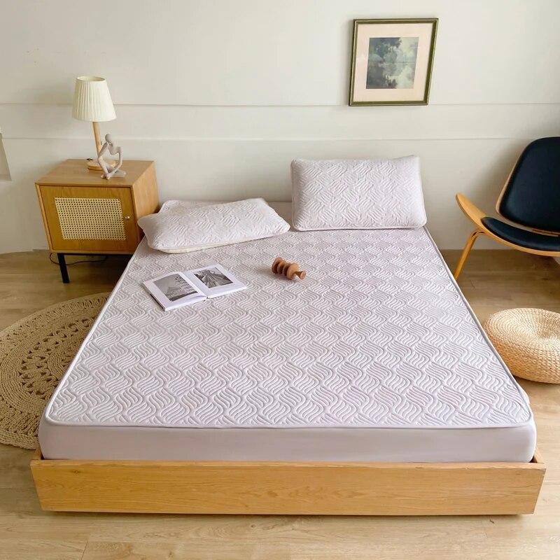 100% хлопок, стеганый наматрасник, зеленый наматрасник для спальни, отеля, односпальная двуспальная кровать размера «queen-size», чехол для кровати размера «queen-size»