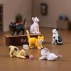 6Pcs/Set Kitten Ornament Healing Stress Relief Partner Mini Size Cat Statue Simulation Design Cat Desk Accessory