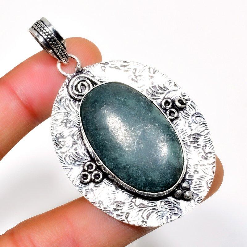 Star Galaxy Gemstone 925 Silver Plated Handmade Jewelry Pendant 2.27"