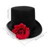 Classic Black Rose Gentleman Cap Vibrant Red Magician Fedora Headwear  Drama Actors