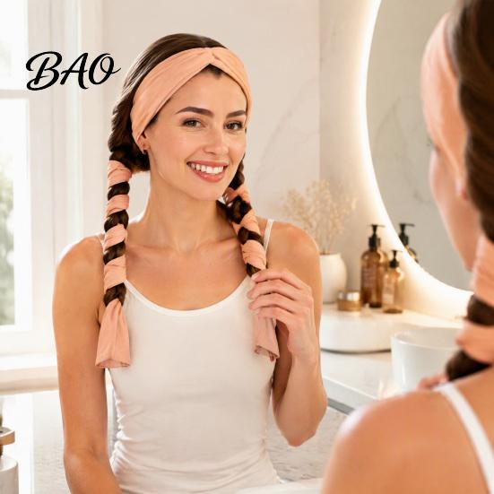 Overnight No Heat Curls Band Hair Curling Headband, Women Damage Roller Band, Curler Tool for Long Thick Natural Wave Styling