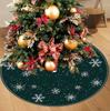 Christmas Carpet Tree Skirt, Green Background Snowflake Polka Dot Pattern Carpet Indoor And Outdoor Floor Decoration