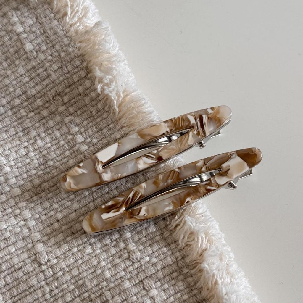 2 шт./набор Ацетатные заколки для волос Полые овальные заколки-уточки для челки Геометрические заколки Боковые заколки для волос Женские Девичьи Аксессуары для волос