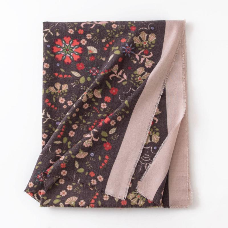 Womens Winter Printed Scarf Thick Warm Faux Cashmere Korean Style Shawl