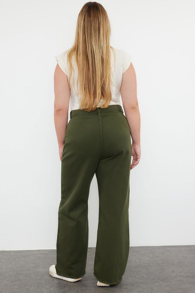  Women's Plus Size Jeans Khaki High Waist Wide Leg Plus Size Jeans