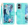 Кожаный чехол-книжка для Motorola Moto G05 G14 G15 Power G24 G34 G54 G84 E15 G 5G Play Цветочный ремешок Слот для карт Чехол для телефона
