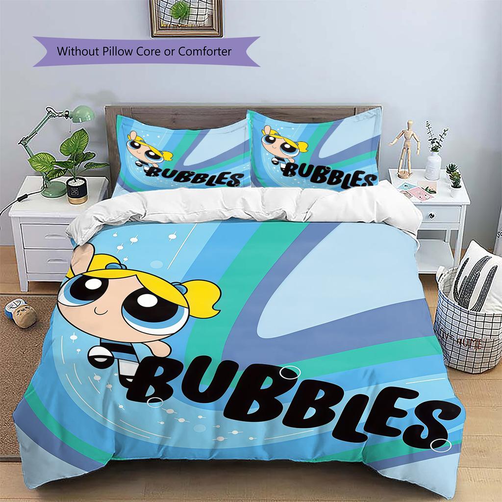 Powerpuff Girls Bubbles Sweet Duvet Cover & Pillowcases, Powerpuff Girls Fan Bedding, Great Gift.chl