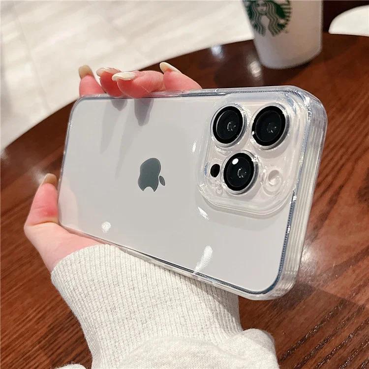 Plating Clear Phone Case For For Iphone 17 Air 16 16e 1 14 13 11 12 Pro Max Plus13 Mini Full Lens Glass Protector Silicone Cover