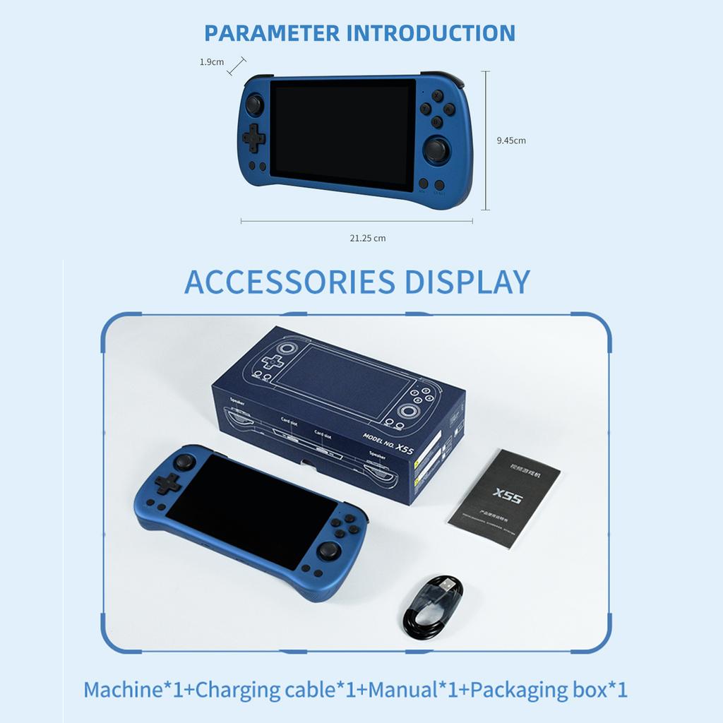 PowKiddy X55 Handheld Game Console Open-Source Portable Game Player 5.5-Inch IPS HD Screen HD TV