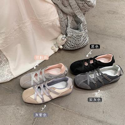 Корейские кожаные балетки женские 2025 новая платформа одинарная обувь ретро перекрестный ремешок Мэри Джейн повседневная обувь