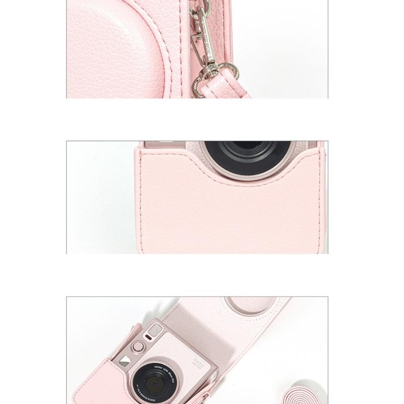 Waterproof AntiShock Pink PU Leather Crossbody Camera Case For Mini EVO Compact Storage Bag With Adjustable Strap