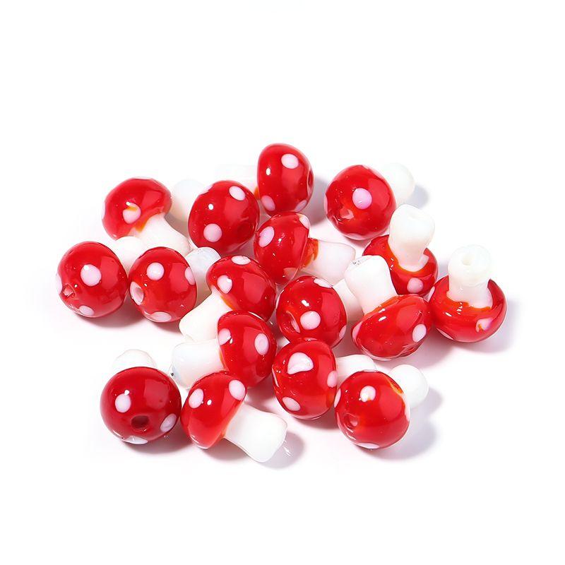 10pcs/lot Colourful Lampwork Beads Cute Mushroom Shape Loose Glass Beads For Jewelry Making DIY Craft Necklace Bracelet Findings