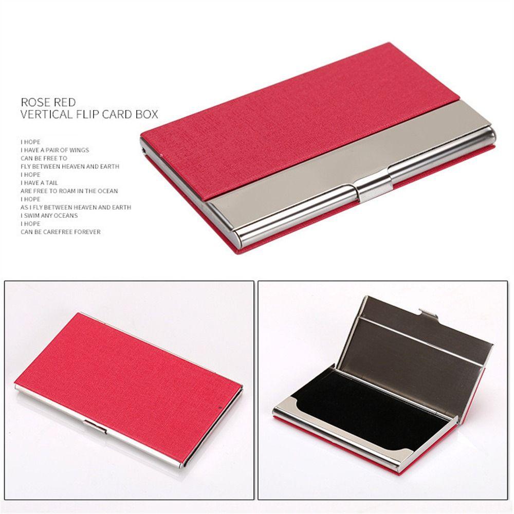 Кейс для ID-карт из нержавеющей стали Коробка для визиток из ПУ-кожи Модный держатель для визиток Кредитной карты