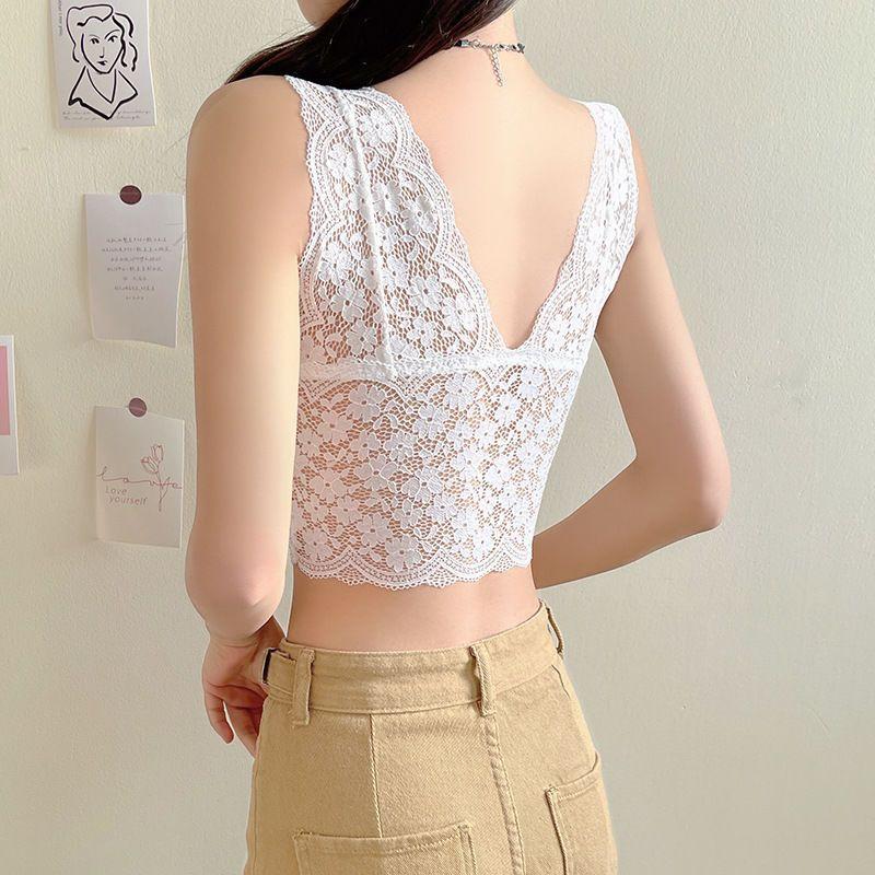 Sexy Women Lace Bras With Pad Long Underwear Wireless Solid Backless Lingerie For Girls Inner Tops Fashion Lady Bras